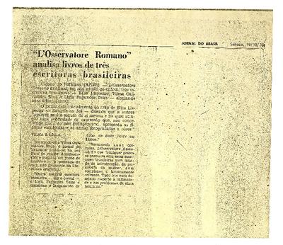 L'Osservatore Romano analisa livros de três escritoras brasileiras