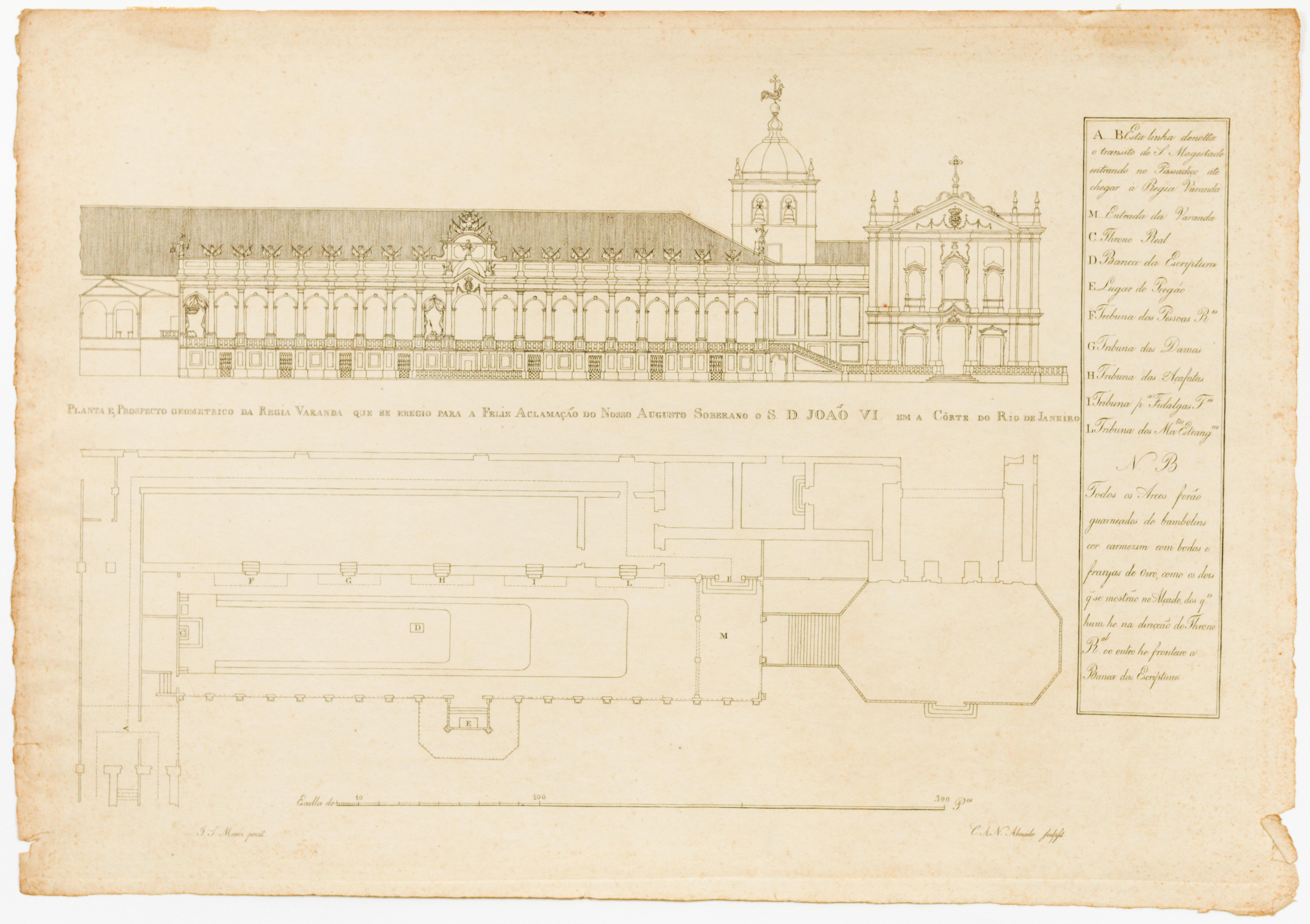 Planta e, Prospecto geometrico da Regia Varanda que se eregio para a Feliz Aclamação do Nosso Augusto Soberano o S. D. João VI. em a Côrte do Rio de Janeiro