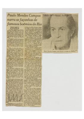 Paulo Mendes Campos narra as façanhas de famosos boêmios do Rio
