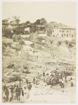 Demolições na Rua da Ajuda, aos pés do Morro do Castelo