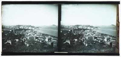 Lapa, Passeio Público, Palácio Monroe, Rua Santa Luzia e Morro do Castelo; vistos da Rua Taylor