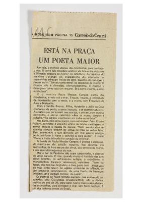 Está na praça um poeta maior