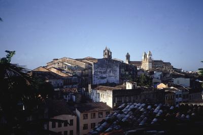 Vista aérea do Pelourinho no final da tarde