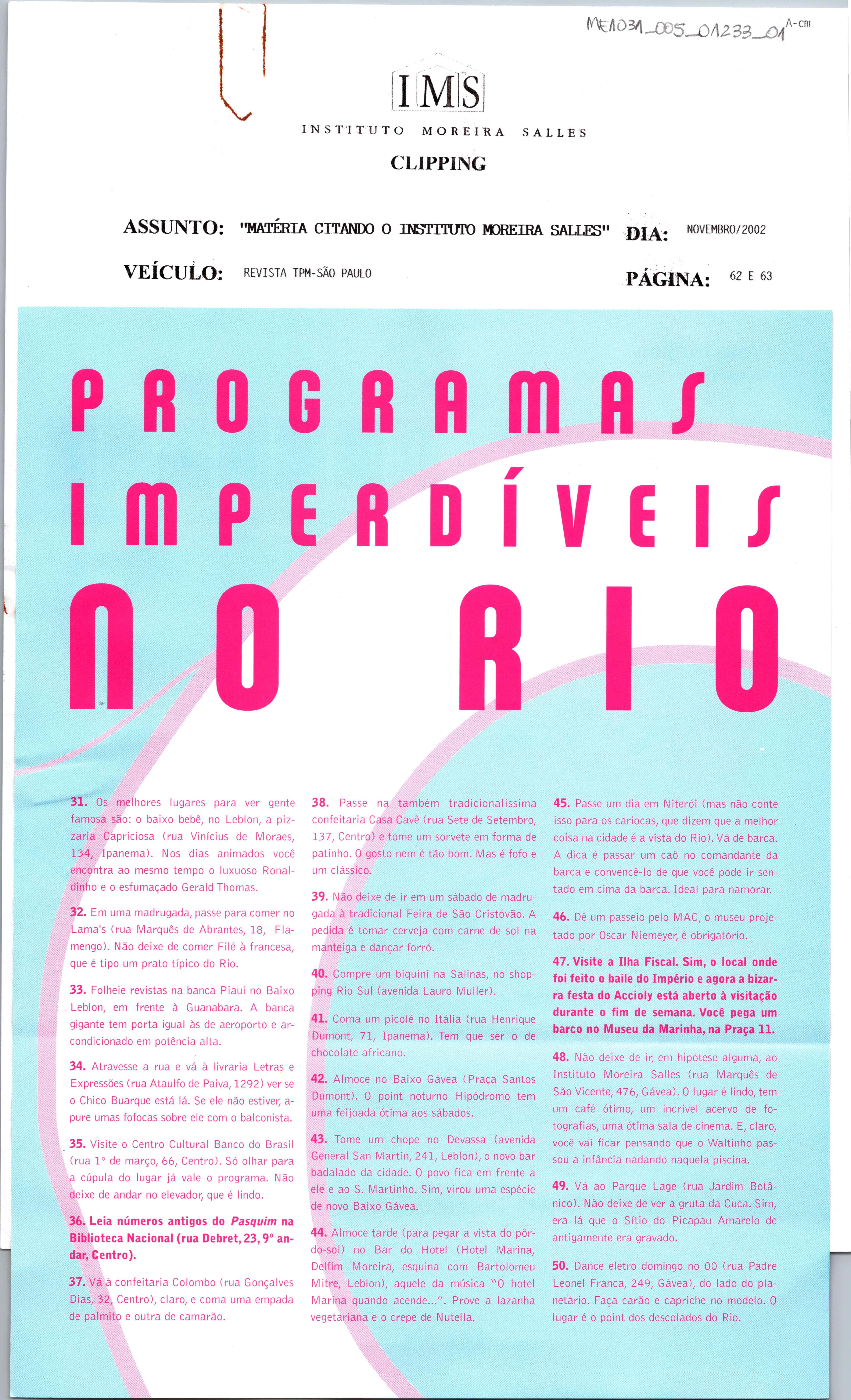 Programas imperdíveis no Rio