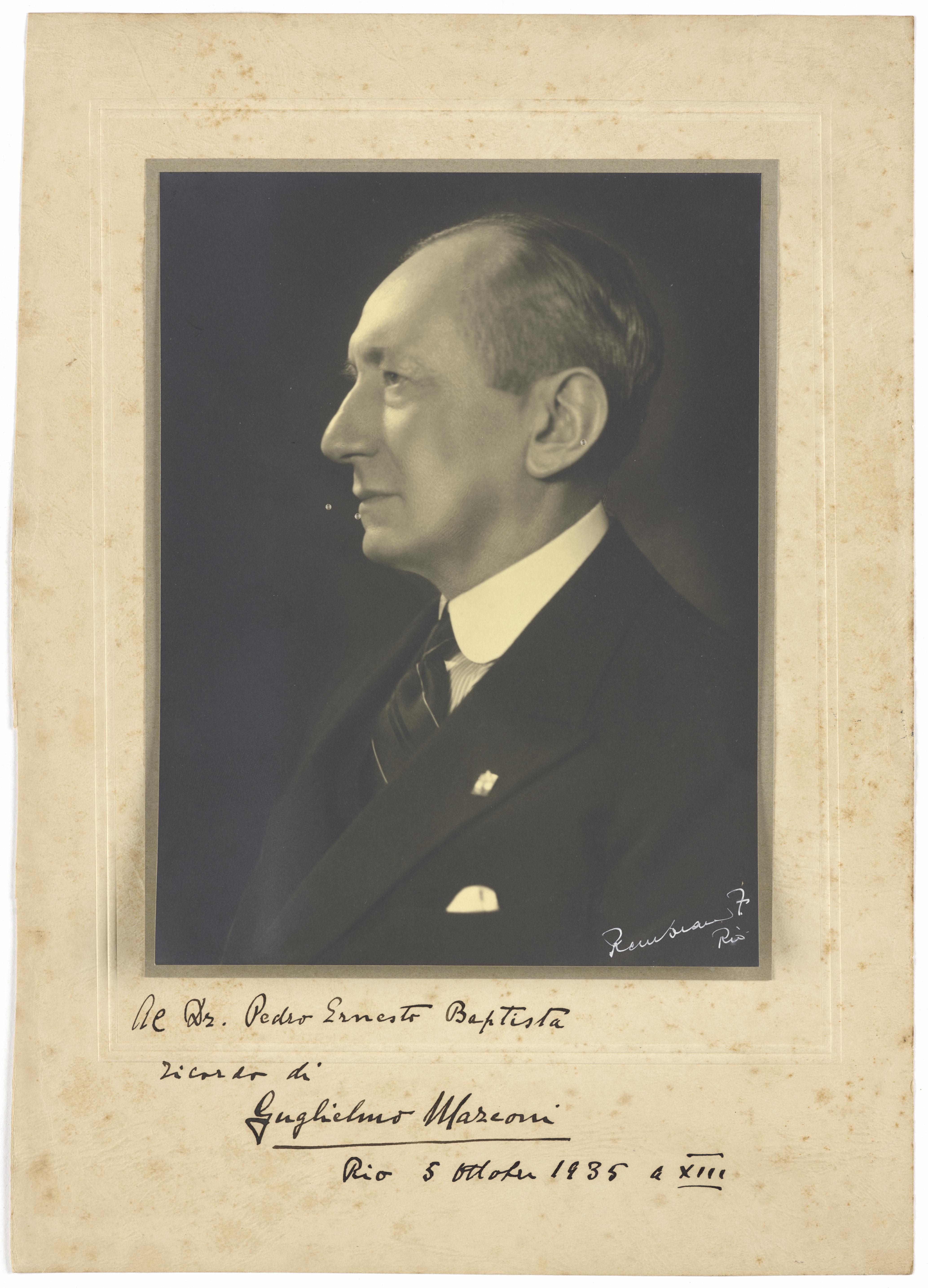 Retrato de Guglielmo Marconi oferecido a Pedro Ernesto Baptista
