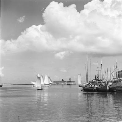 Embarcações com Forte de São Marcelo ao fundo