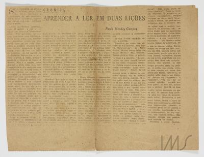 Aprender a ler em duas lições I