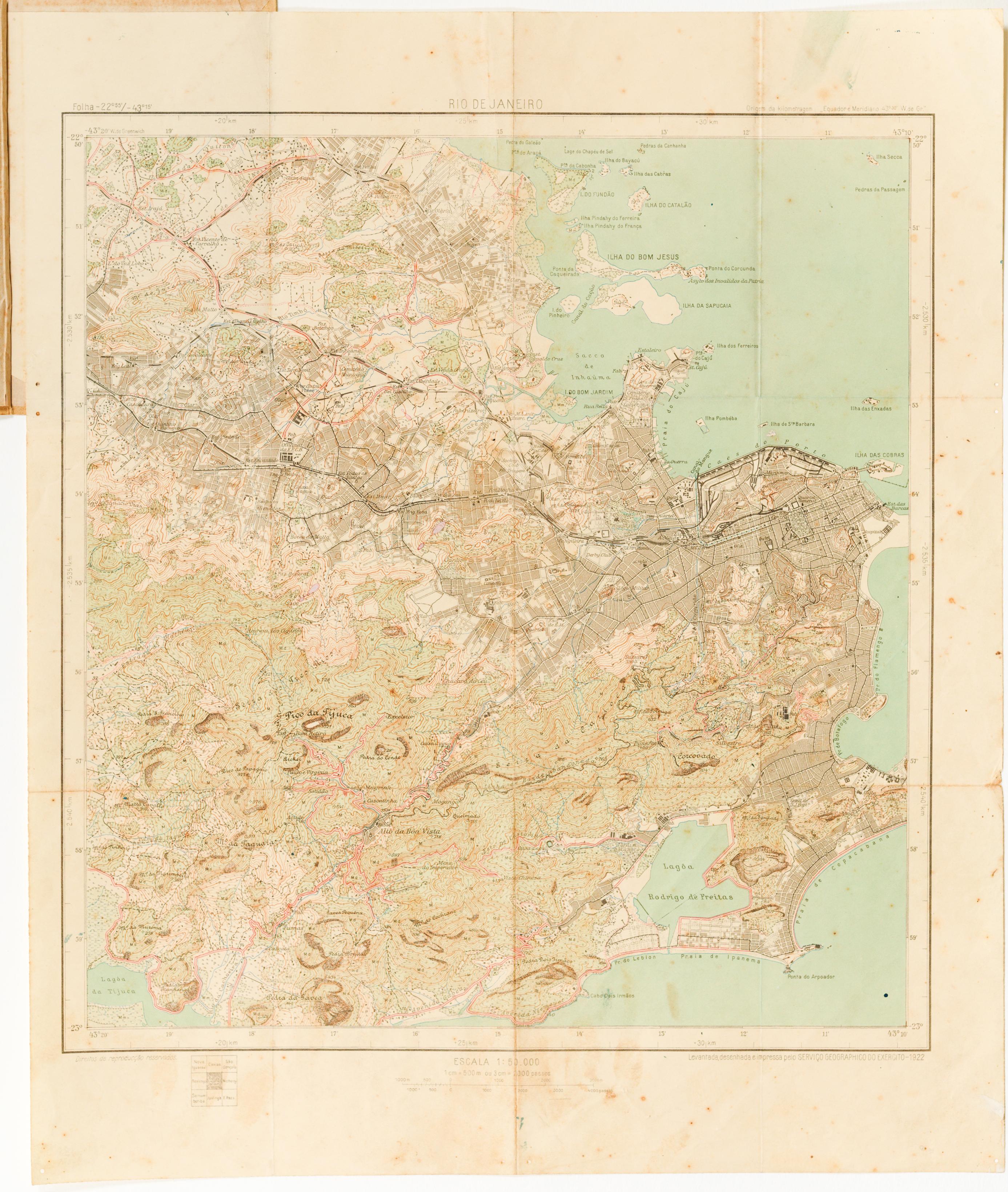 Minuta  Rio de Janeiro 1:50.000 Serviço Geográfico do Exército  1922