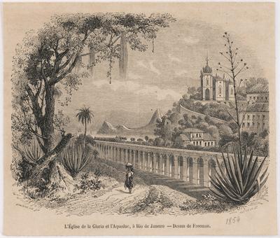 L'Église de la Gloire et l'Aqueduc, à Rio de Janeiro - Dessin de Freeman