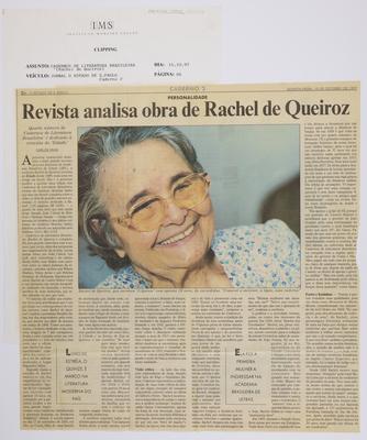 Revista analisa obra de Raquel de Queiroz