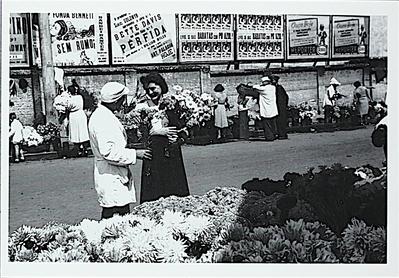 Cartão Postal do Instituto Moreira Salles com reprodução da fotografia “O florista do Largo do Arouche” de Hildegard Rosenthal