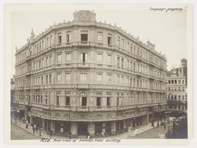 Vista posterior do Hotel Avenida - garagem de bondes no térreo