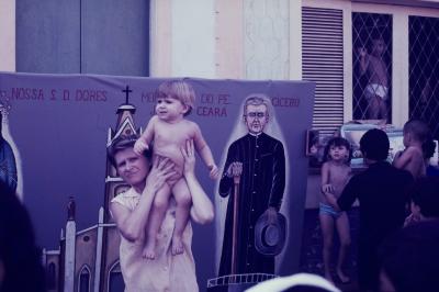 Painel para fotografia lambe-lambe. Inauguração da Estátua de Padre Cícero