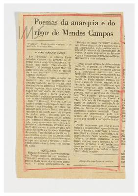 Poemas da anarquia e do rigor de Mendes Campos
