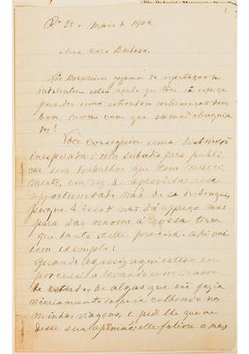 [Carta do Barão de Capanema a João Barbosa Rodrigues, escrita do Rio de Janeiro em 25 de maio de 1902]
