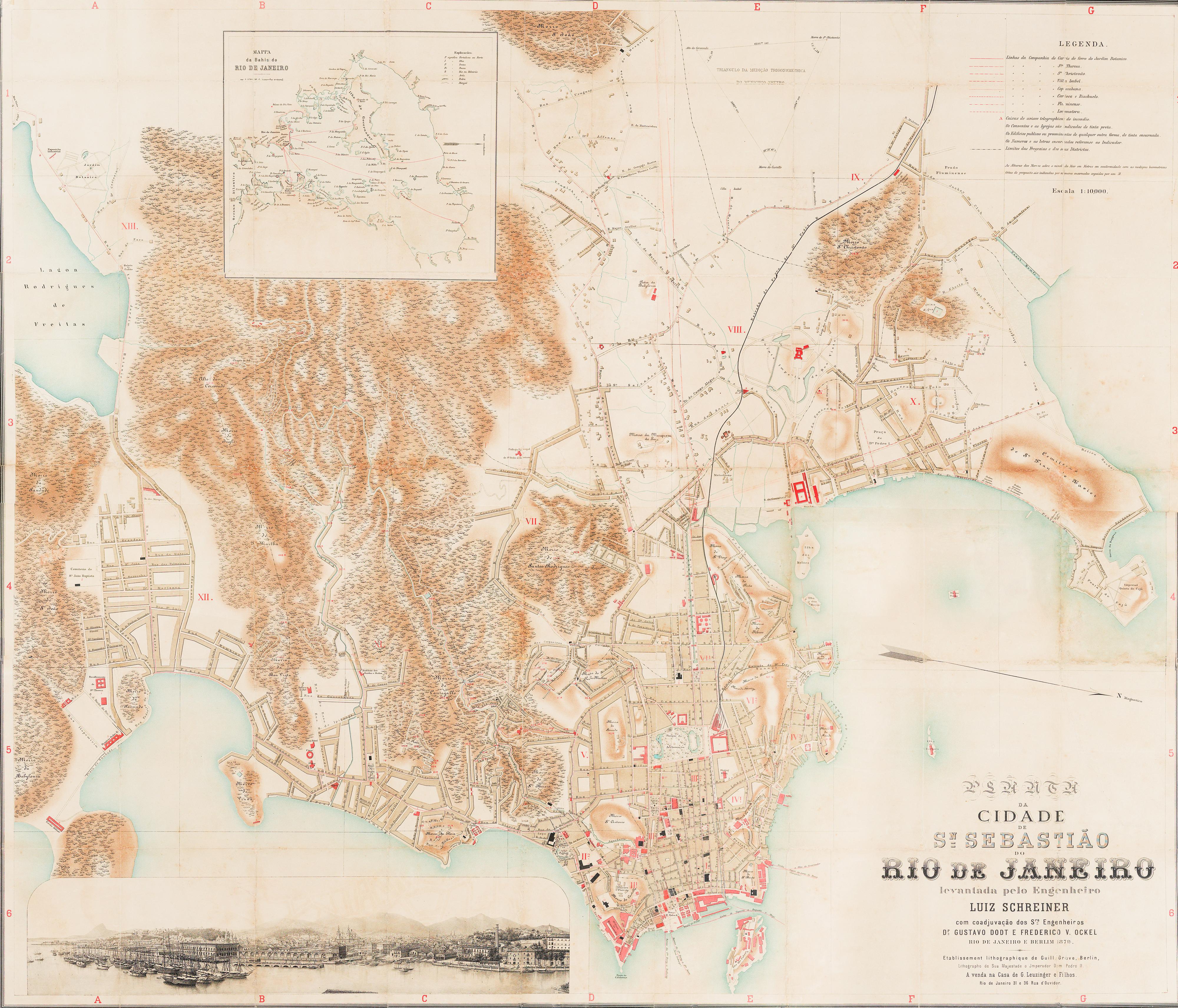 Planta da cidade de Sn. Sebastião do Rio de Janeiro levantada pelo Engenheiro Luiz Schreiner com coadjuvação dos Srs. Engenheiros Dr. Gustavo Dodt e Frederico v. Ockel Rio de Janeiro e Berlim 1879